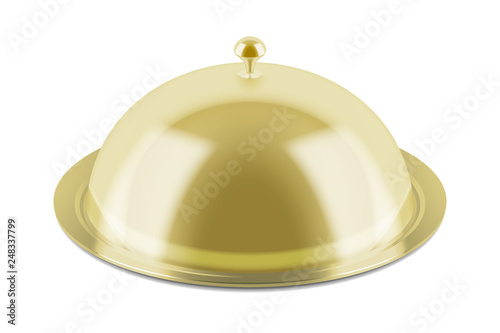 Restaurant cloche with closed lid isolated on white