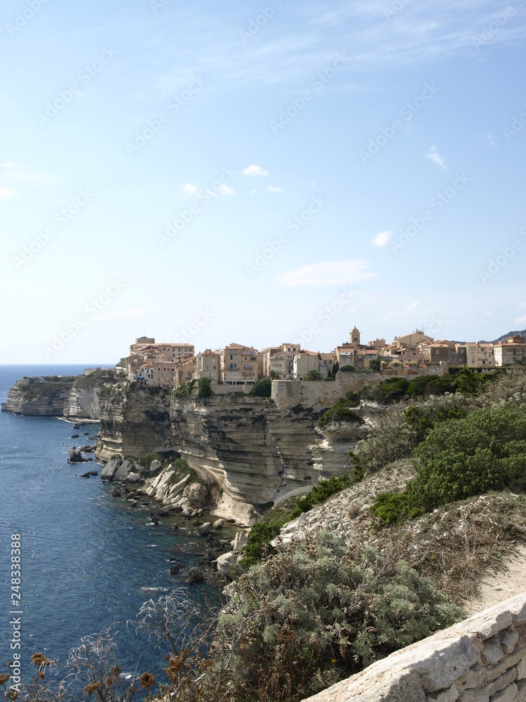 Bonifacio, Corsica, France -  August 30 2013: the city of Bonifacio on the cliff