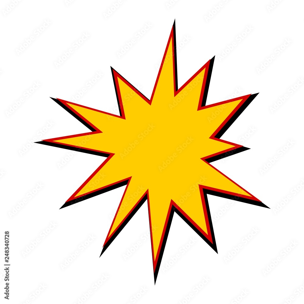 Comic yellow burst on white background