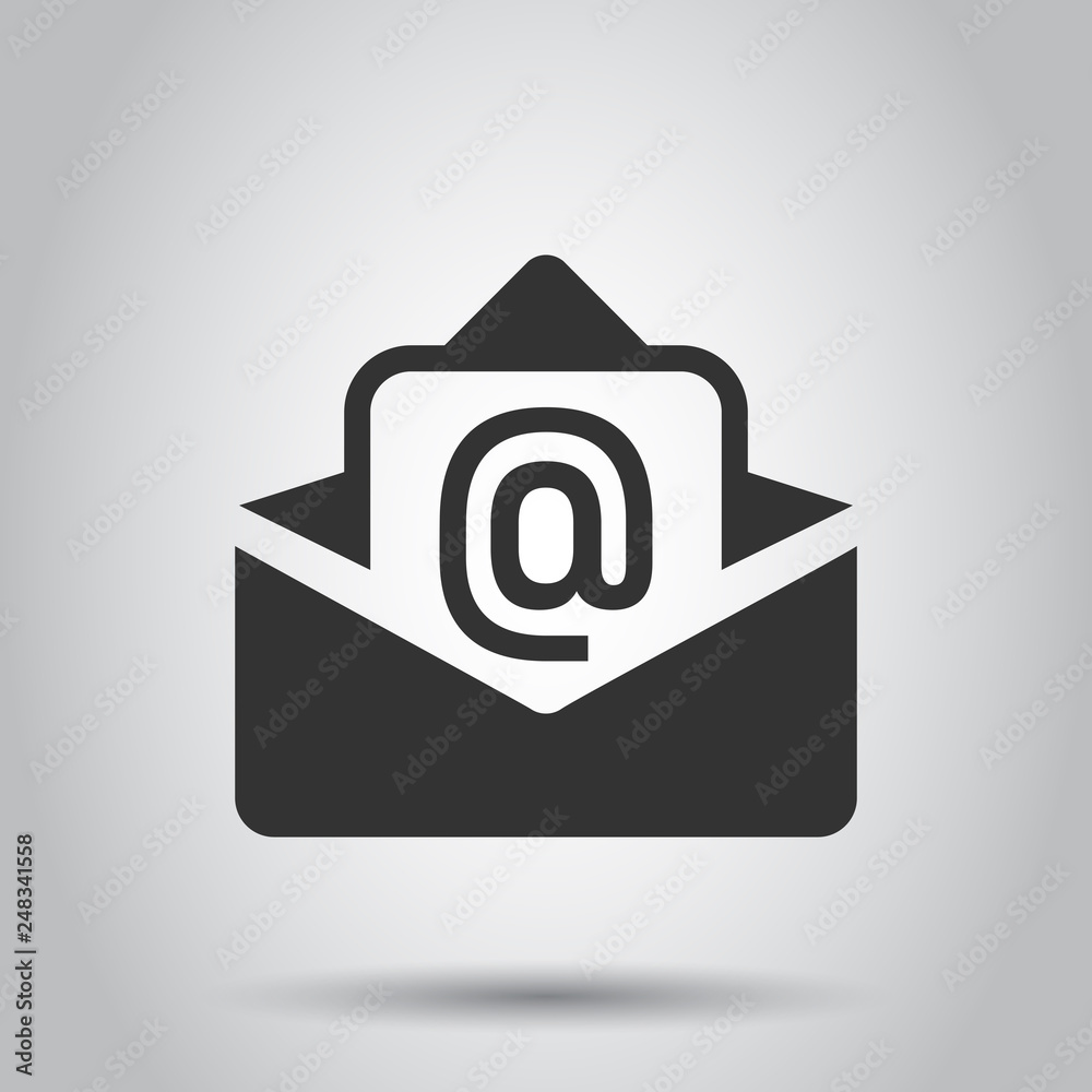 Mail envelope icon in flat style. Email message vector illustration on white background. Mailbox e-mail business concept. Mail envelope icon in flat style. Email message vector illustration on white background. Mailbox e-mail business concept.