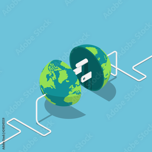 Earth globe as a plug and socket connected together