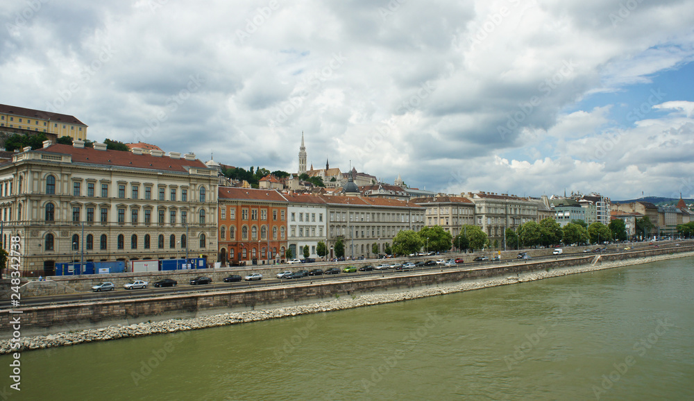 Scenic view, cityscape and the Danube river in Budapest, Hungary
