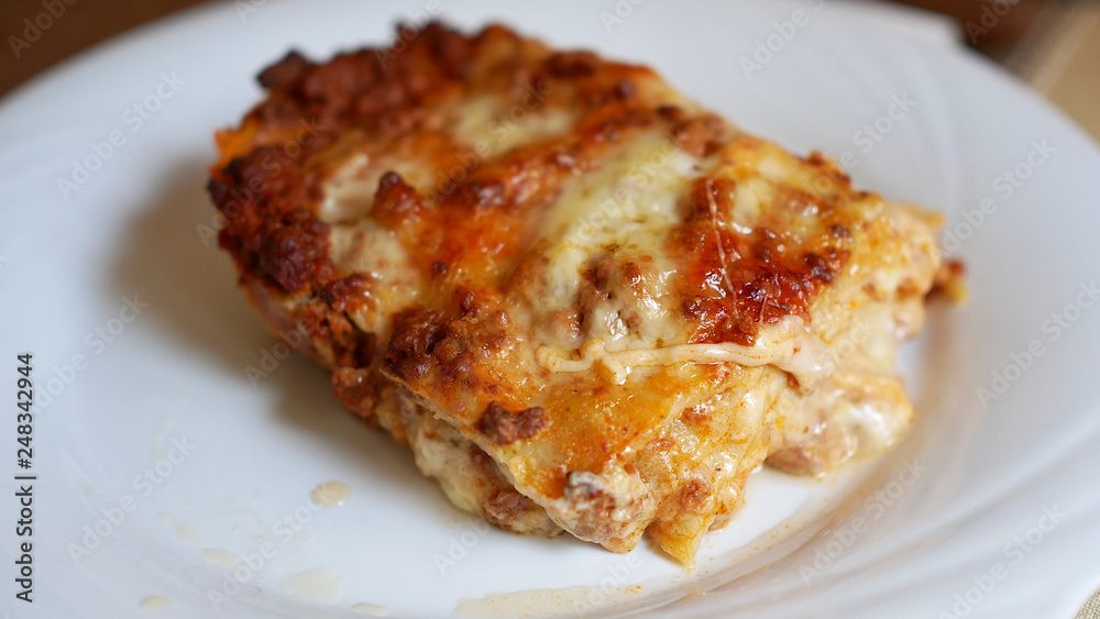 Italian food, classic Lasagna with bolognese sauce. Top view Italian food, classic Lasagna with bolognese sauce. Top view