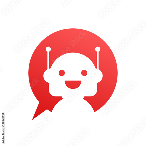 Robot icon. Bot sign design. Chatbot symbol concept. Voice support service bot. Online support bot. Vector illustration.