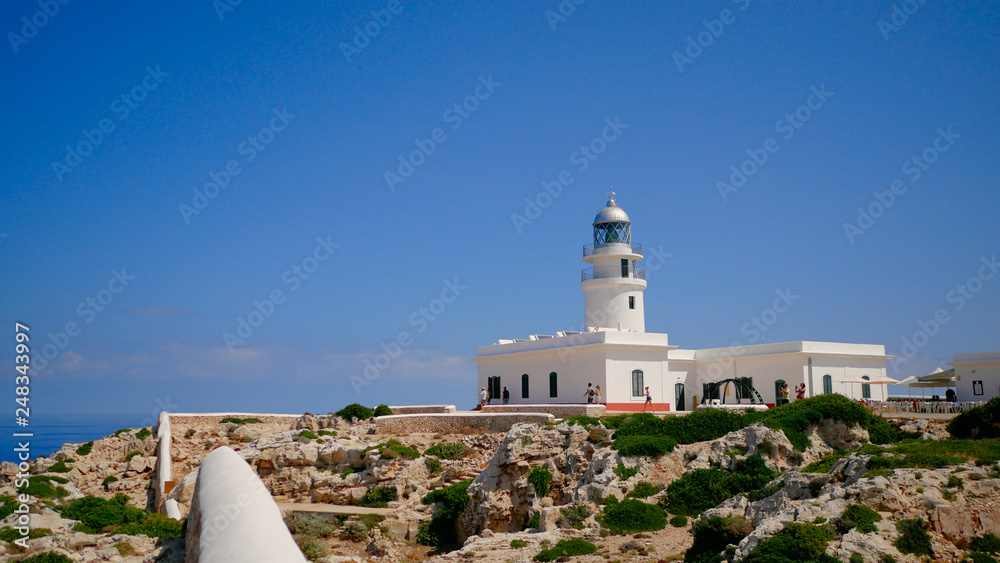 Lighthouse in Cap de Cavalleria, Menorca island, Balearic Islands, Spain.