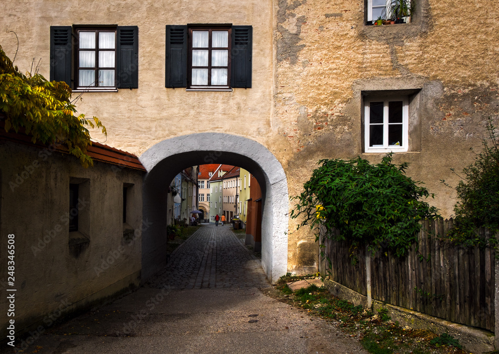 The streets of the old German city of Rothenburg ob der Tauber. Germany.