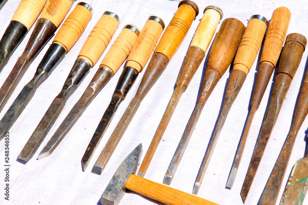 chisel and hammer, China's traditional carpentry tool chisel and hammer, China's traditional carpentry tool