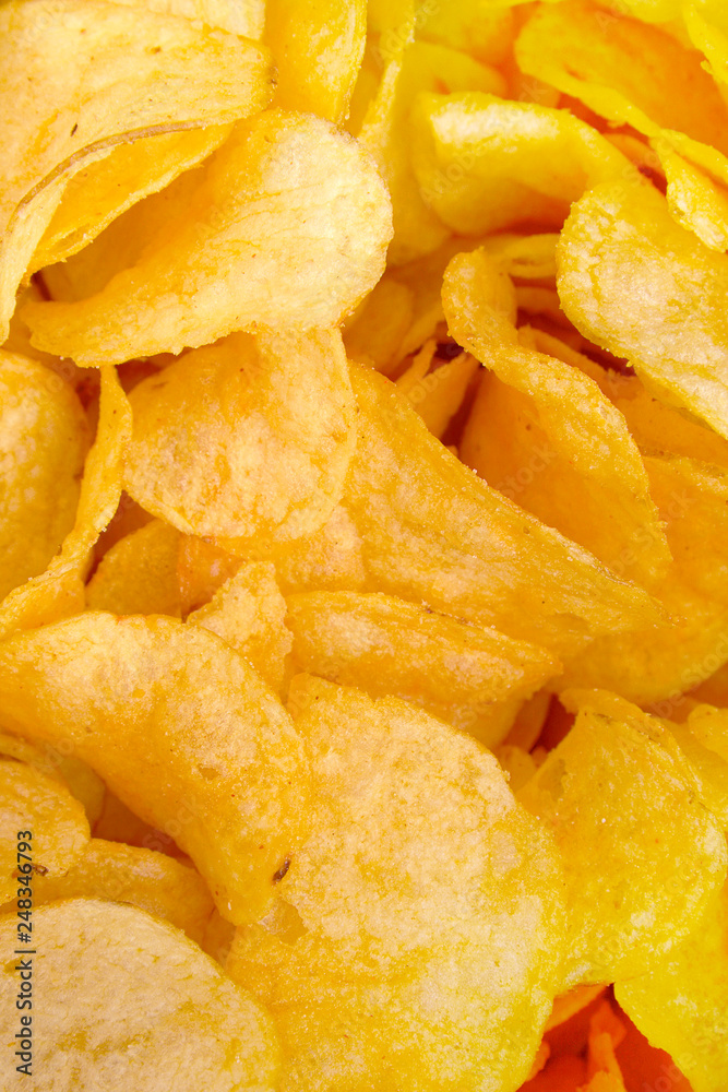 crispy potato chips snack texture background top view crispy potato chips snack texture background top view