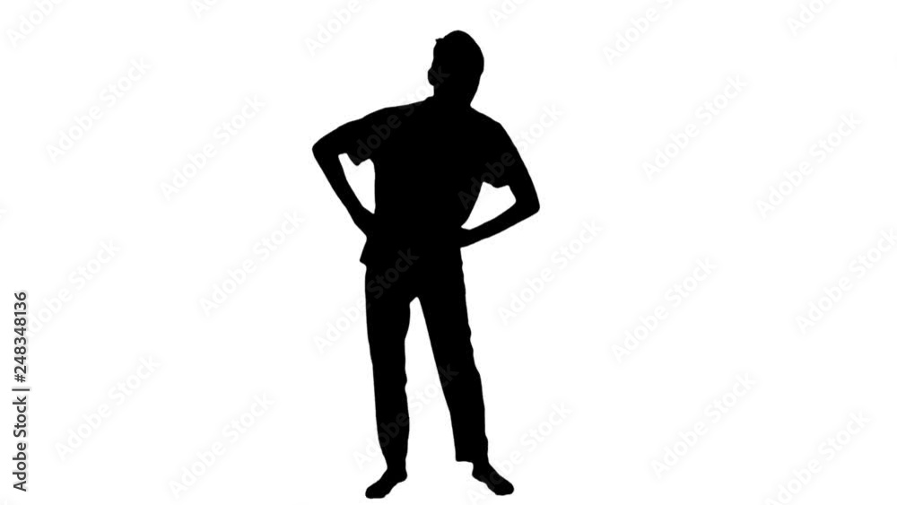 Young Man Boy Stretching His Body Before Doing Sports Silhouette Young Man Boy Stretching His Body Before Doing Sports Silhouette