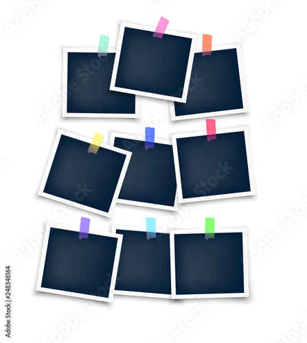 Set of photo frame templates with stickers