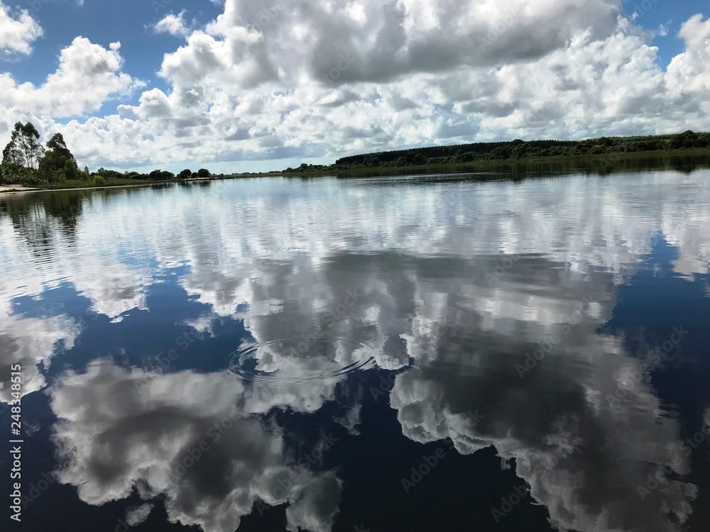clouds reflected in water