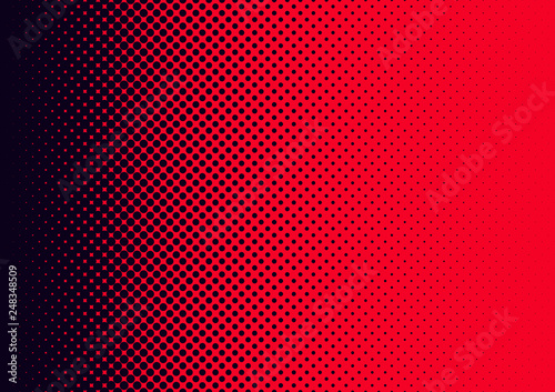 Dark blue and red duotone gradient half tone dots vector background. photo