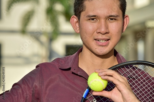 Athlete Asian Tennis Player Smiling © dtiberio