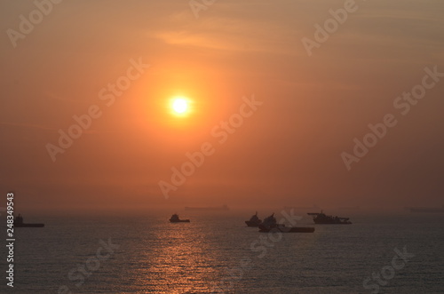 Vessels in the sunrise