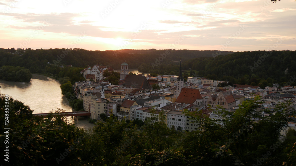 The small city of Wasserburg am Inn. Situated in a peninsula created by the river Inn.