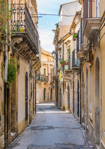 Picturesque street in Ortigia  Siracusa old town  Sicily  southern Italy.