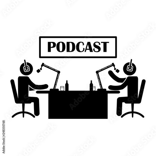 Podcast illustration or icon. Vector.