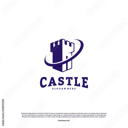 Castle logo design concept vector. Castle Tower logo Template Vector.