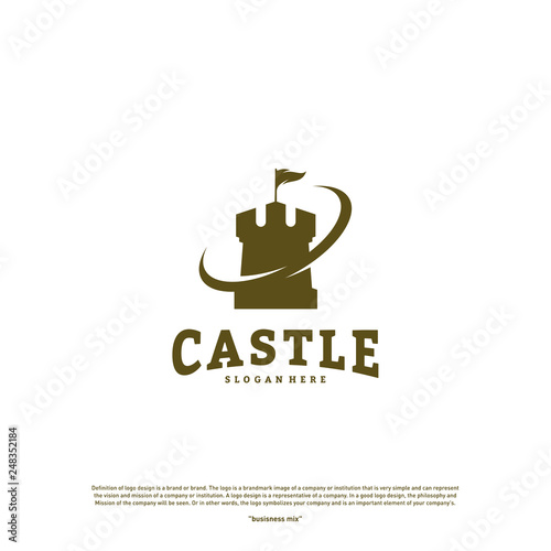 Castle logo design concept vector. Castle Tower logo Template Vector.