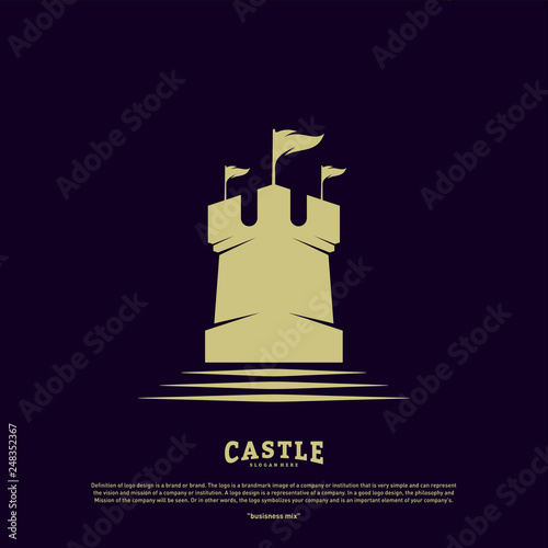 Castle logo design concept vector. Castle Tower logo Template Vector.