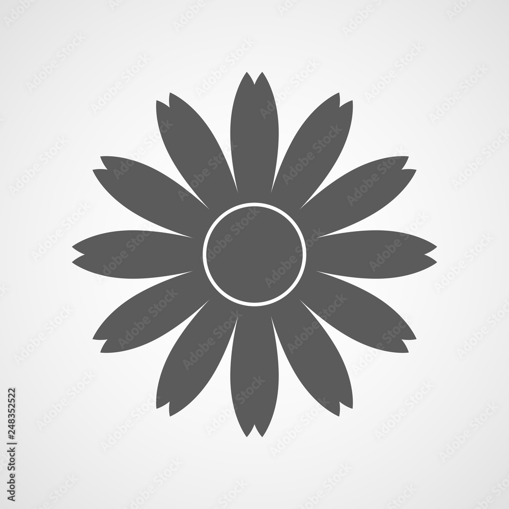 Gray chamomile icon. Vector illustration
