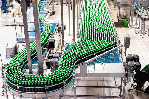 Beer bottles on the conveyor belt