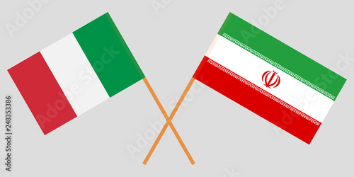 Italy and Iran. The IItalian and Iranian flags. Official colors. Correct proportion. Vector photo