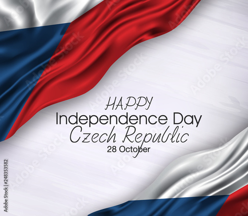 Vector illustration of Happy . Waving flags isolated on gray background, czech republic,28 october,independence day.