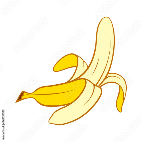 Cartoon Peeled Banana Icon. Snack Concept Illustration can be Used for Topics like Food, Diet, Healthy Eating on White Background