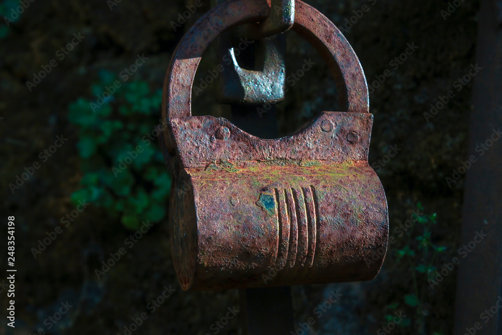 Ancient rusted metal lock