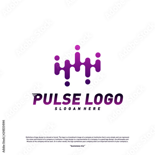 Pulse logo design concept vector. People Beat logo Template Vector.