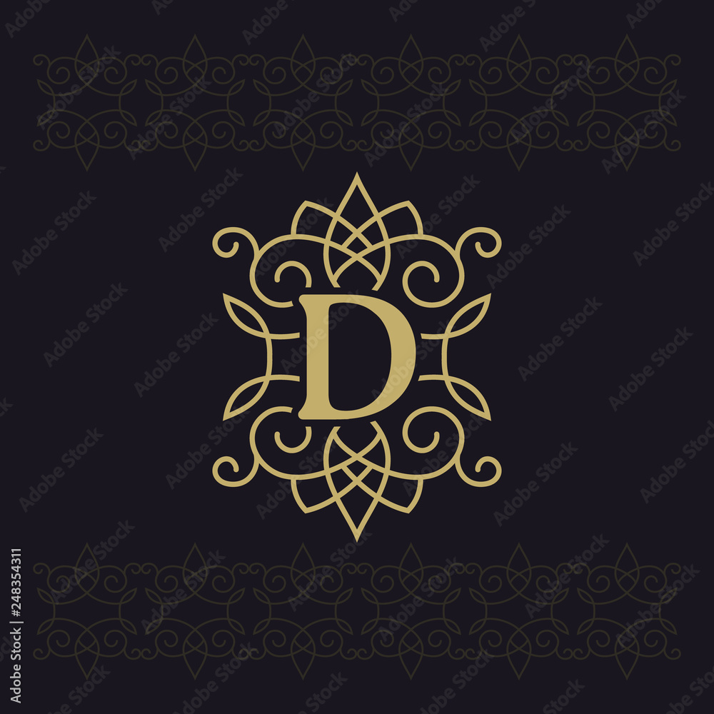 Capital letter D. Beautiful monogram. Elegant logo. Calligraphic design ...
