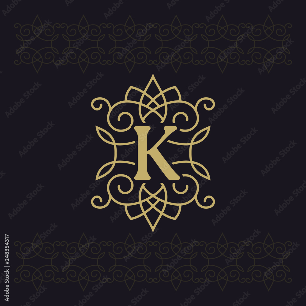 Capital letter K. Beautiful monogram. Elegant logo. Calligraphic ...
