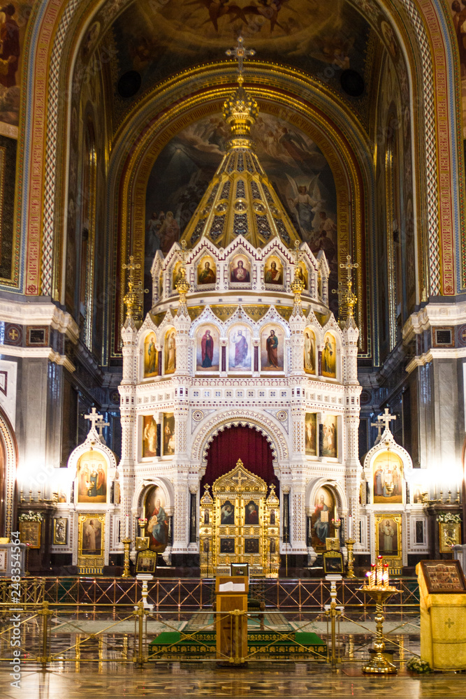 altar in the Church of Christ the Saviour, the world-famous main Orthodox Church of Russia.