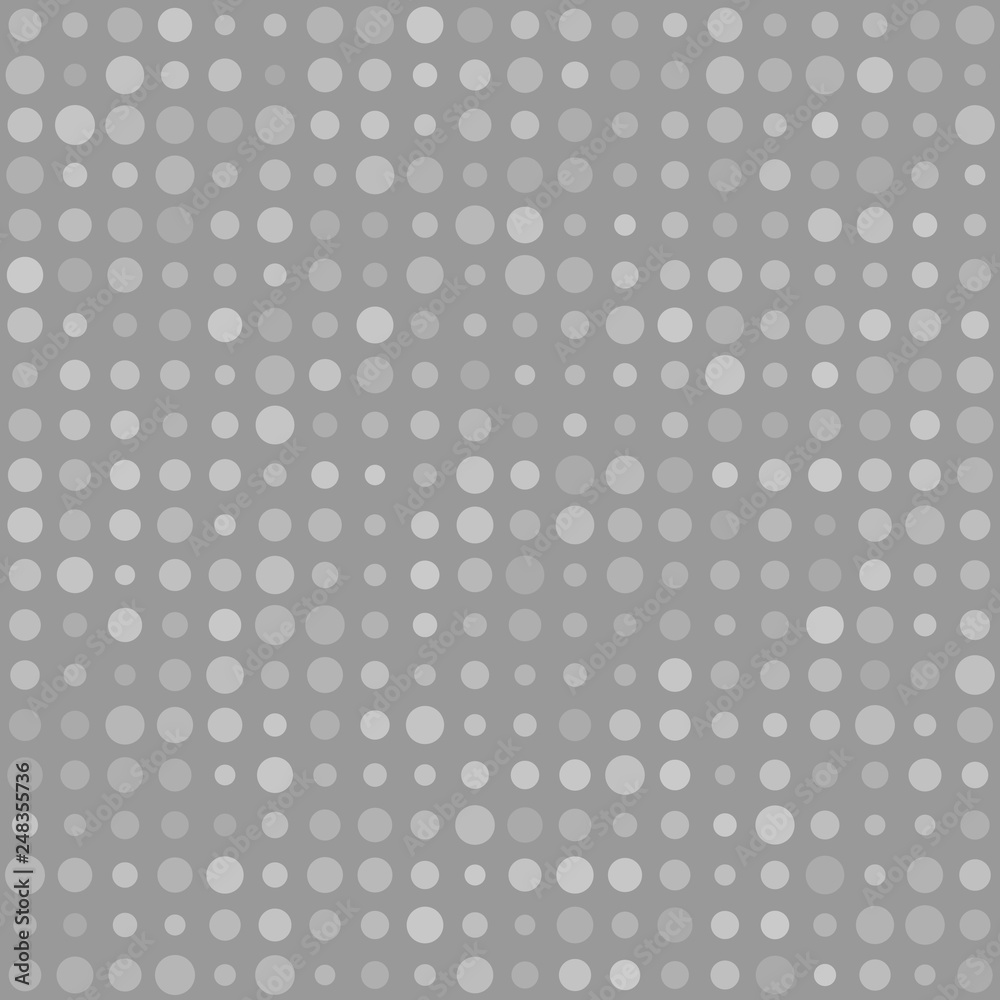 Abstract seamless pattern of small circles or pixels in various sizes in gray colors