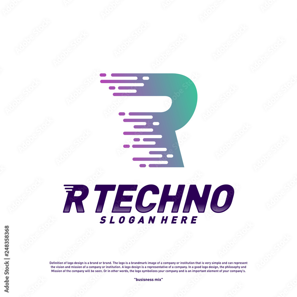 Letter R Digital logo design concept Vector. Initial R Technology logo template.