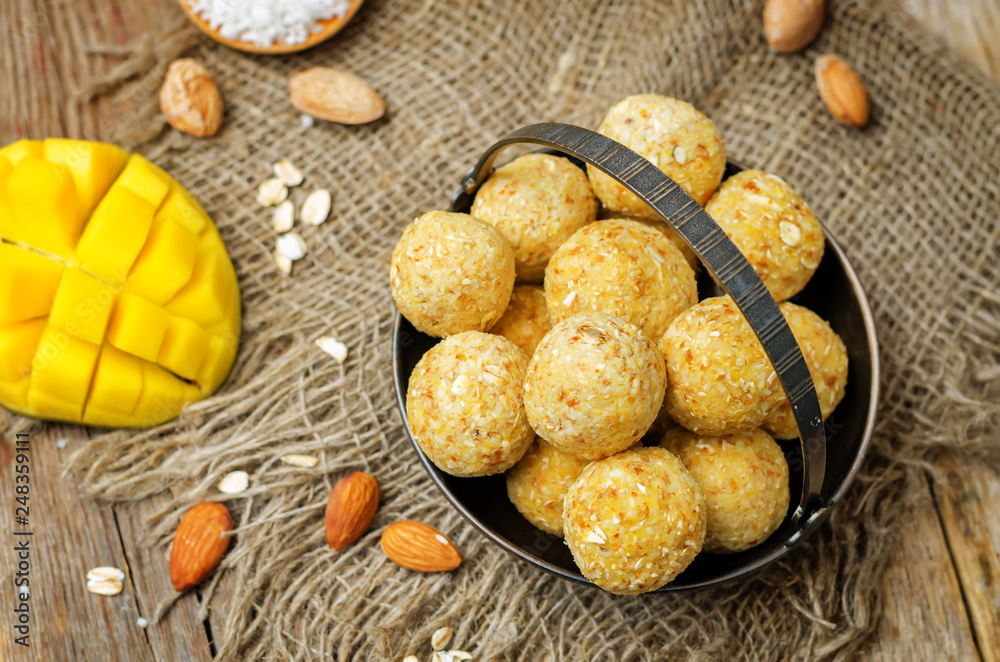 raw vegan mango coconut almond balls with fresh mango raw vegan mango coconut almond balls with fresh mango