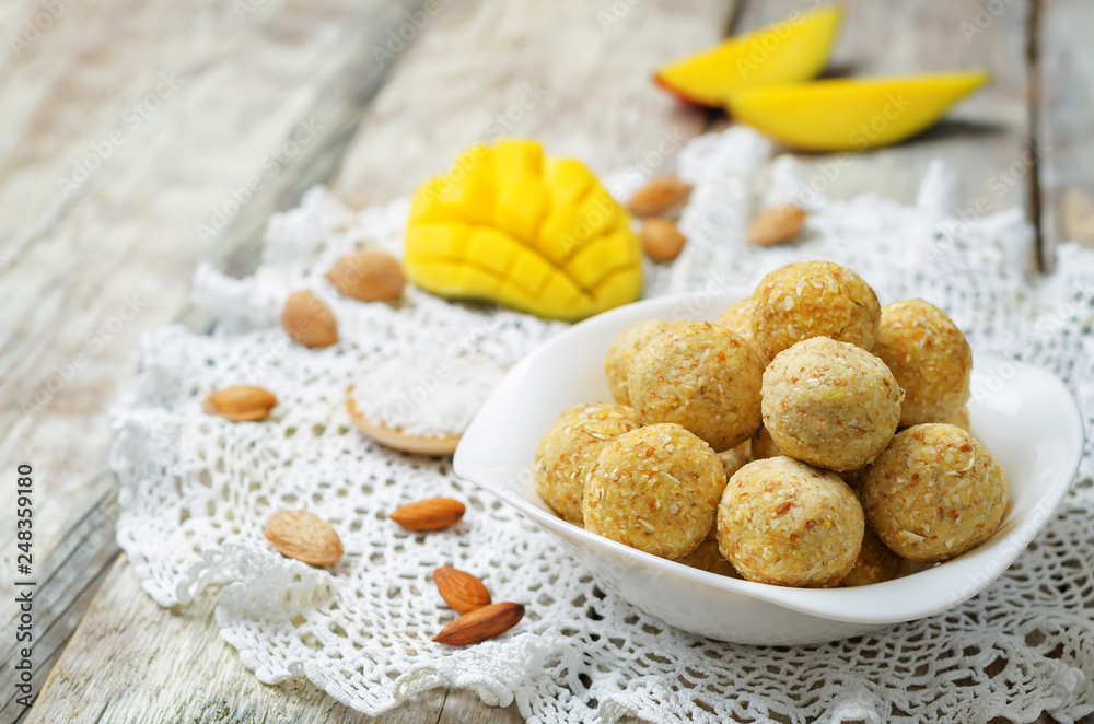 raw vegan mango coconut almond balls with fresh mango raw vegan mango coconut almond balls with fresh mango