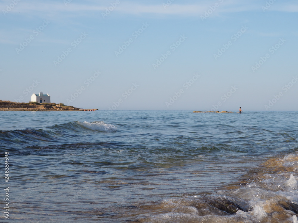 Beautiful greek summer sunny beach bay view to mediterranean blue sea awesome turquoise water like paradise with small white house village, Greece. Beautiful greek summer sunny beach bay view to mediterranean blue sea awesome turquoise water like paradise with small white house village, Greece.