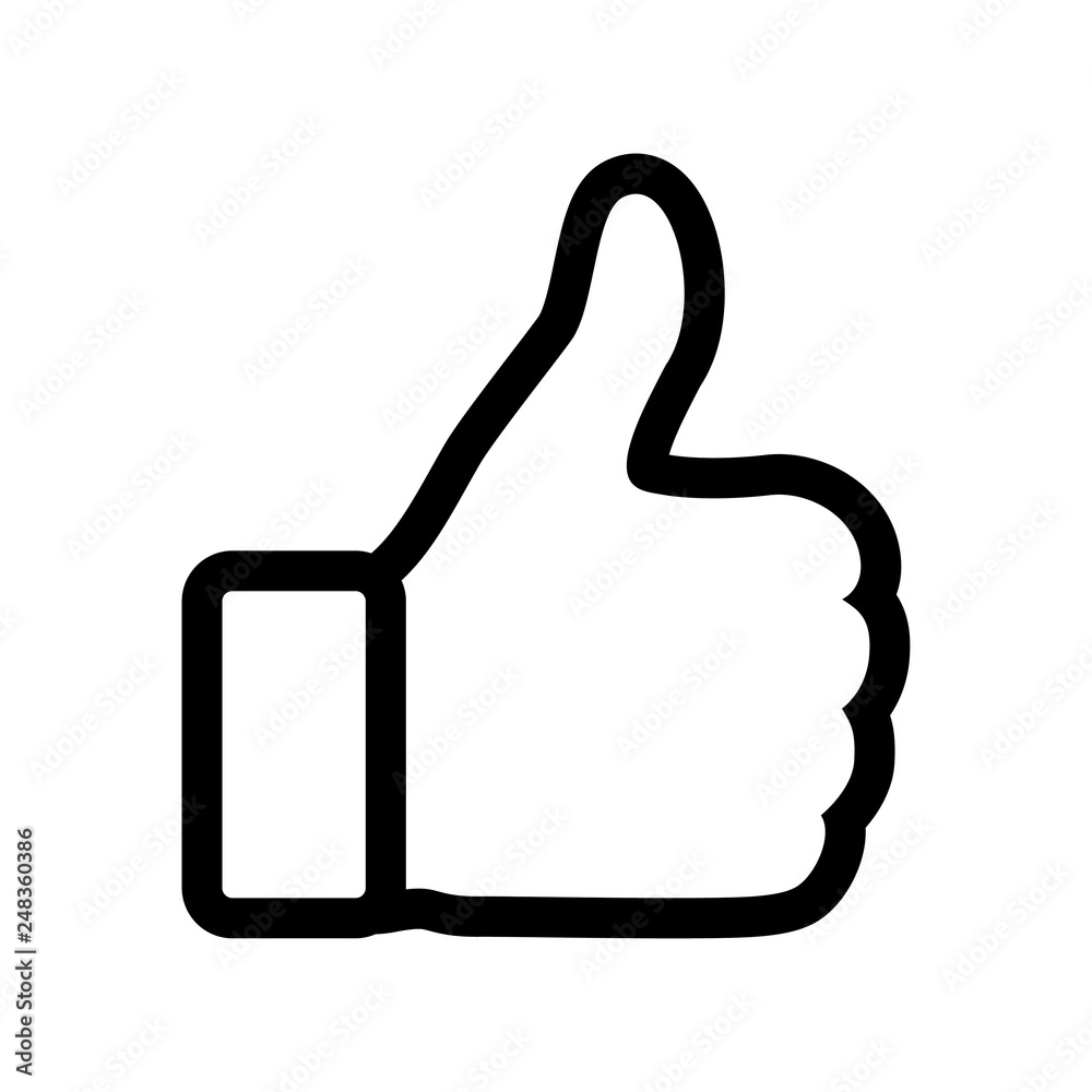 Like icon, thumbs up symbol vector and illustration