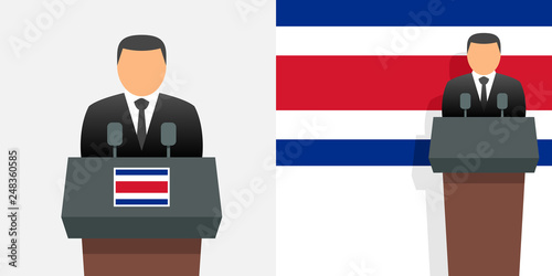 Costa rican president and flag