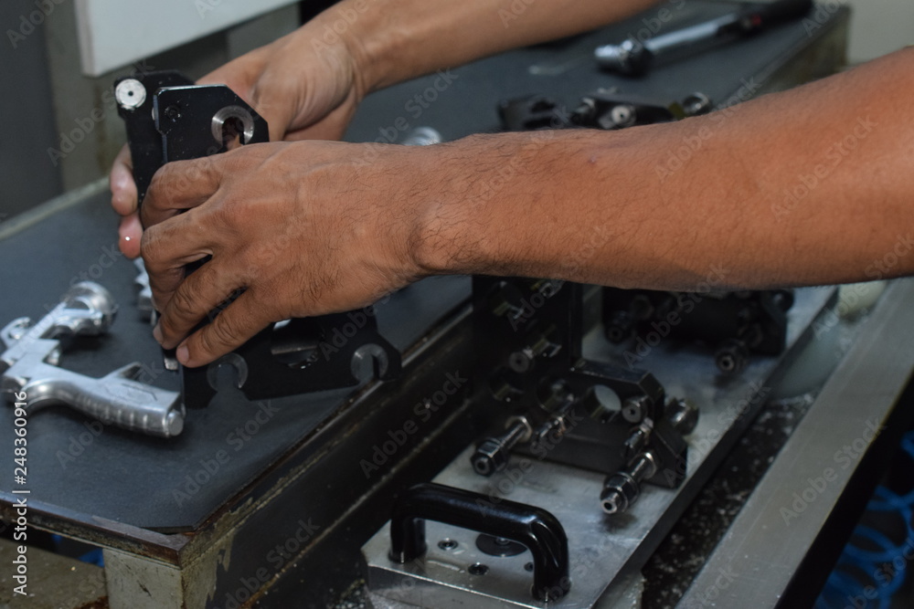 Preparation of parts of airbrush and spray gun for CNC lathe machining.