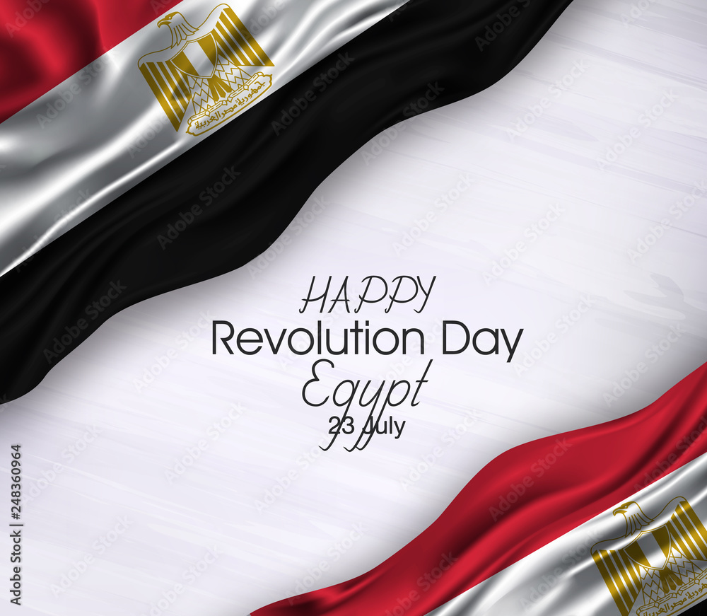 Vector Illustration Of Happy Egypt Waving Flags Isolated On Gray Background 23 July Stock Vector Adobe Stock