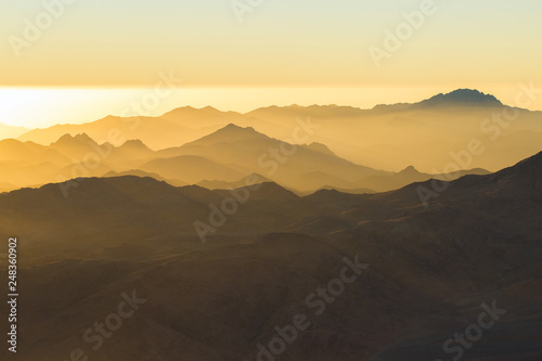 Amazing Sunrise at Sinai Mountain  Beautiful dawn in Egypt  Beautiful view from the mountain