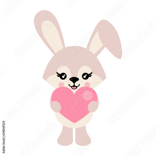 cartoon cute bunny with heart vector  © julia_january