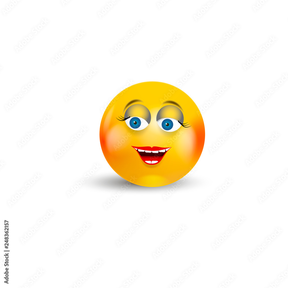 Fototapeta premium Happy Emoji Kawaii Girl Face. Communication Chat Elements or icon.