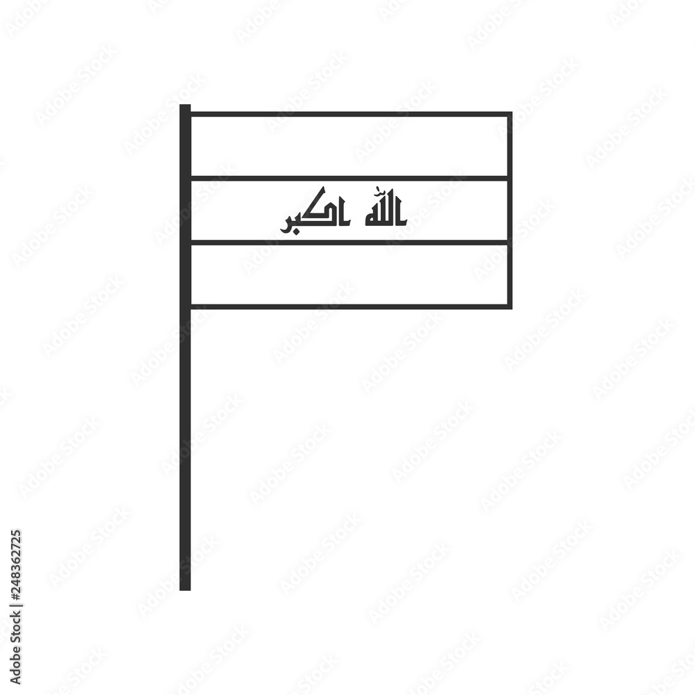 Iraq flag icon in black outline flat design. Independence day or National day holiday concept. Iraq flag icon in black outline flat design. Independence day or National day holiday concept.
