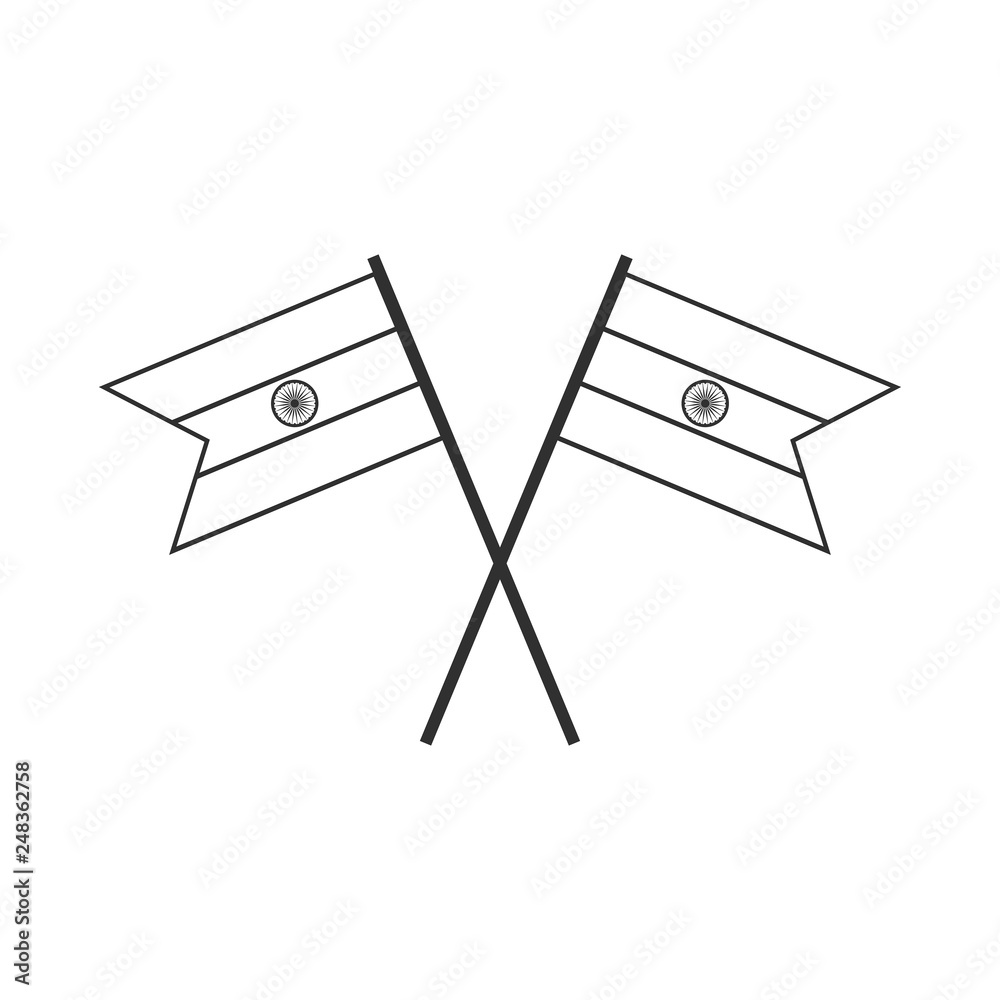 India flag icon in black outline flat design. Independence day or National day holiday concept. India flag icon in black outline flat design. Independence day or National day holiday concept.
