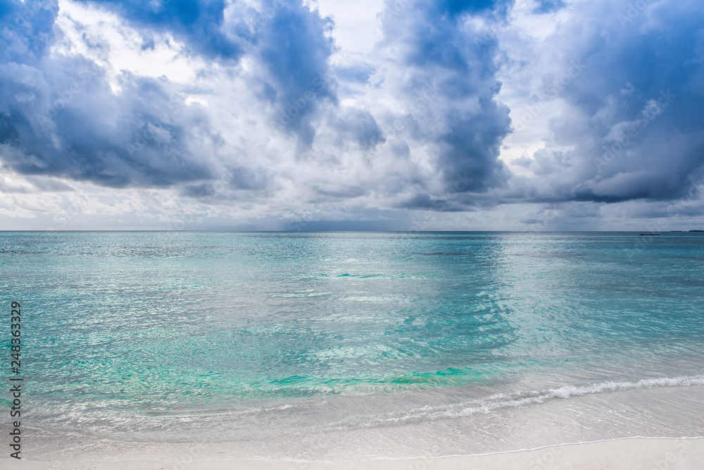 Landscape of beautiful sunset in Maldives