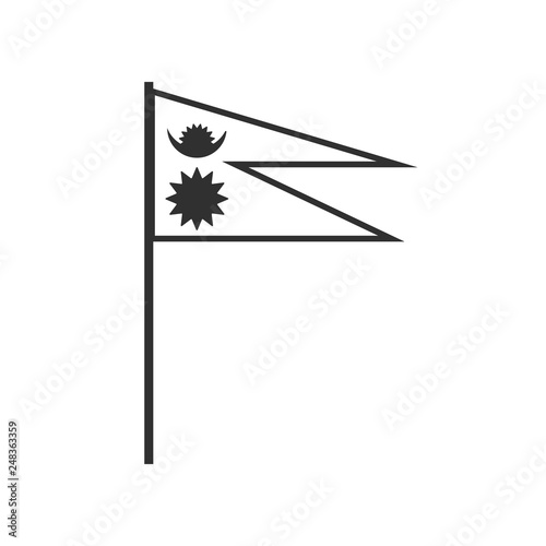 Nepal flag icon in black outline flat design. Independence day or National day holiday concept.